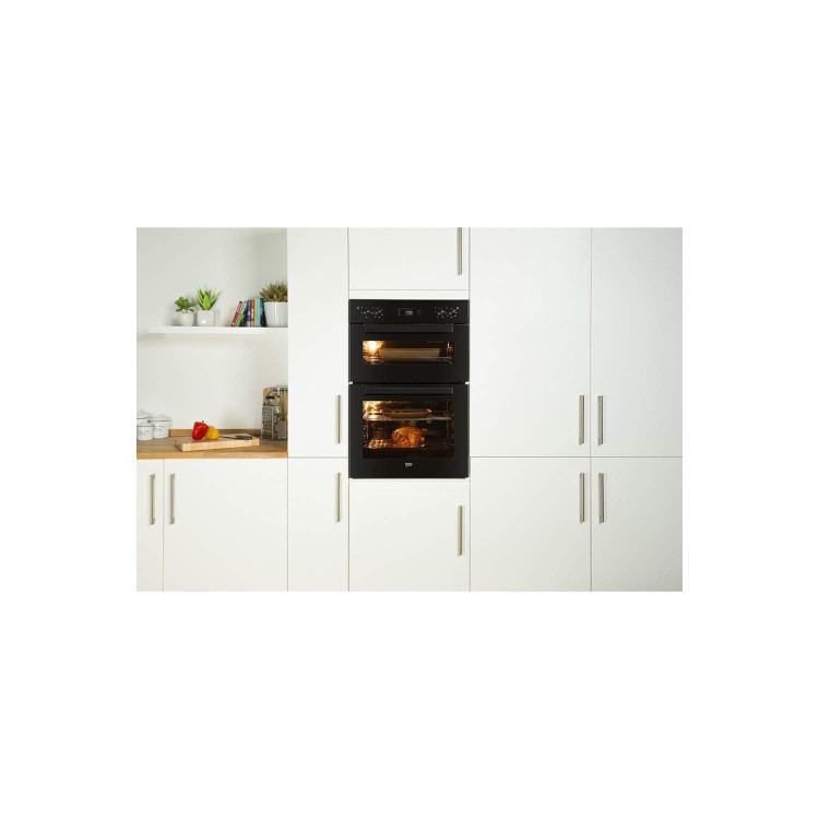Beko BDF22300B Large Capacity Electric Built In Double Oven - Black