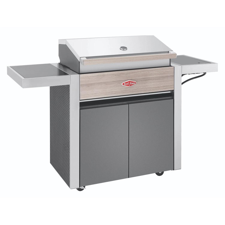 BeefEater 1500 Series - 4 Burner Gas BBQ Grill & Side Burner Trolley - Silver