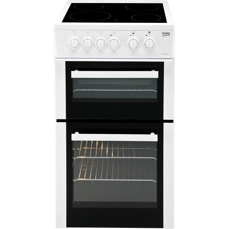 Beko BDVC563AW 50cm Wide Double Oven Electric Cooker With Ceramic Hob White