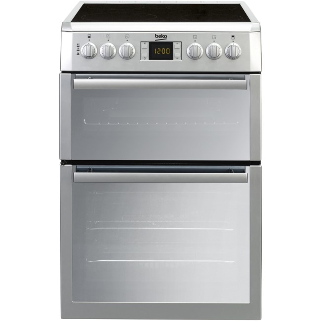 Beko BDVC674MS 60cm Double Oven Electric Cooker With Ceramic Hob - Silver