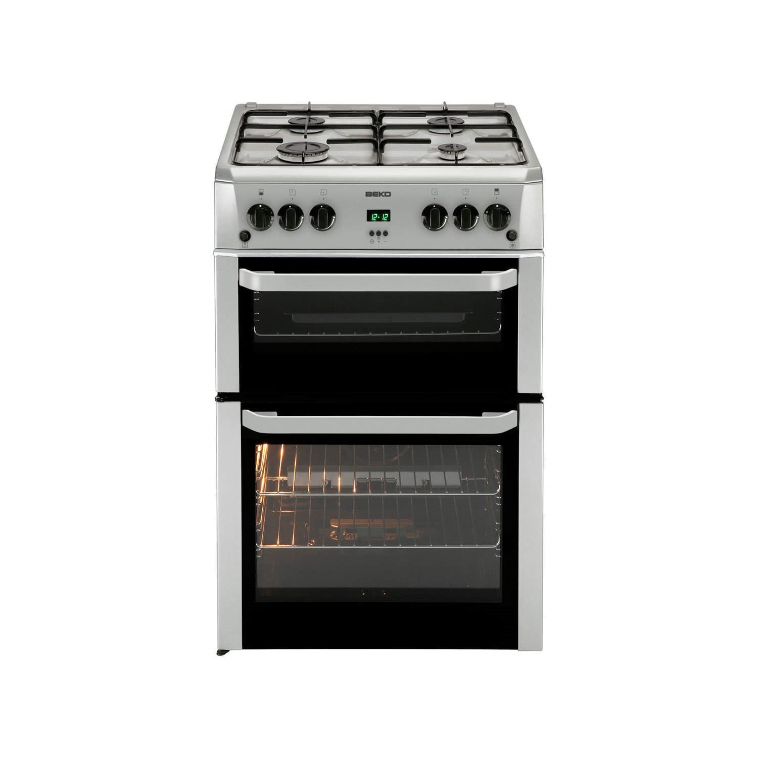 Beko BDVG694SP Double Oven 60cm Gas Cooker Silver Appliances Direct
