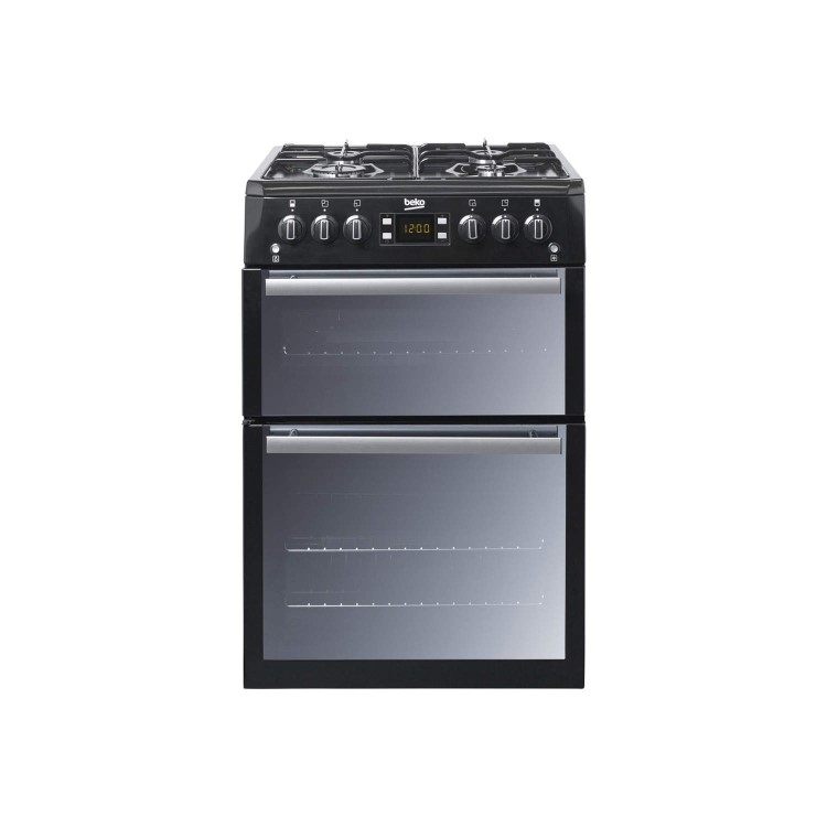 Beko BDVG697KP Double Oven 60cm Gas Cooker With Glass Lid Black