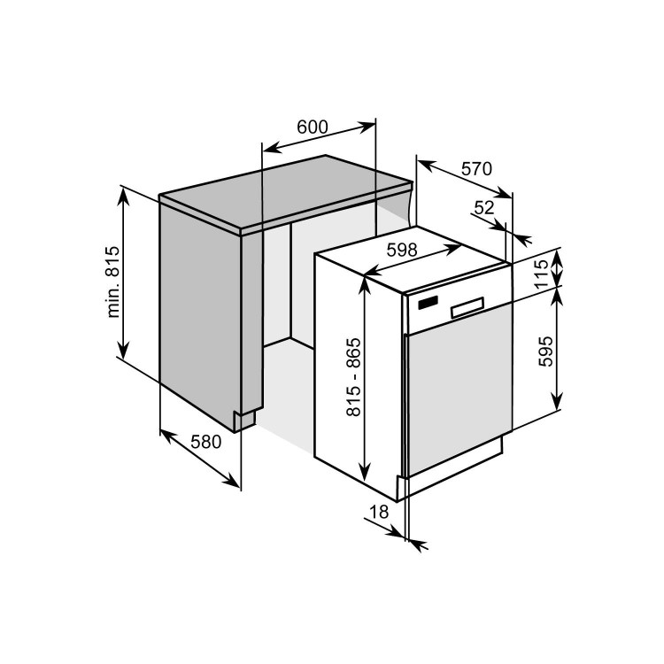 Baumatic BDWS60SS 14 Place Semi-integrated Dishwasher - Stainless Steel Panel
