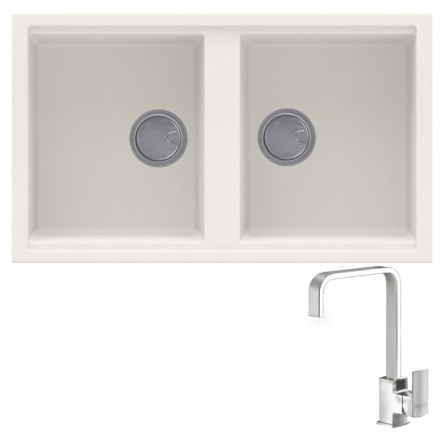 Reginox BEST450C/ASTORIA BEST450 2 Bowl Cream Regi-Granite Composite Sink & Astoria Chrome Tap Pack