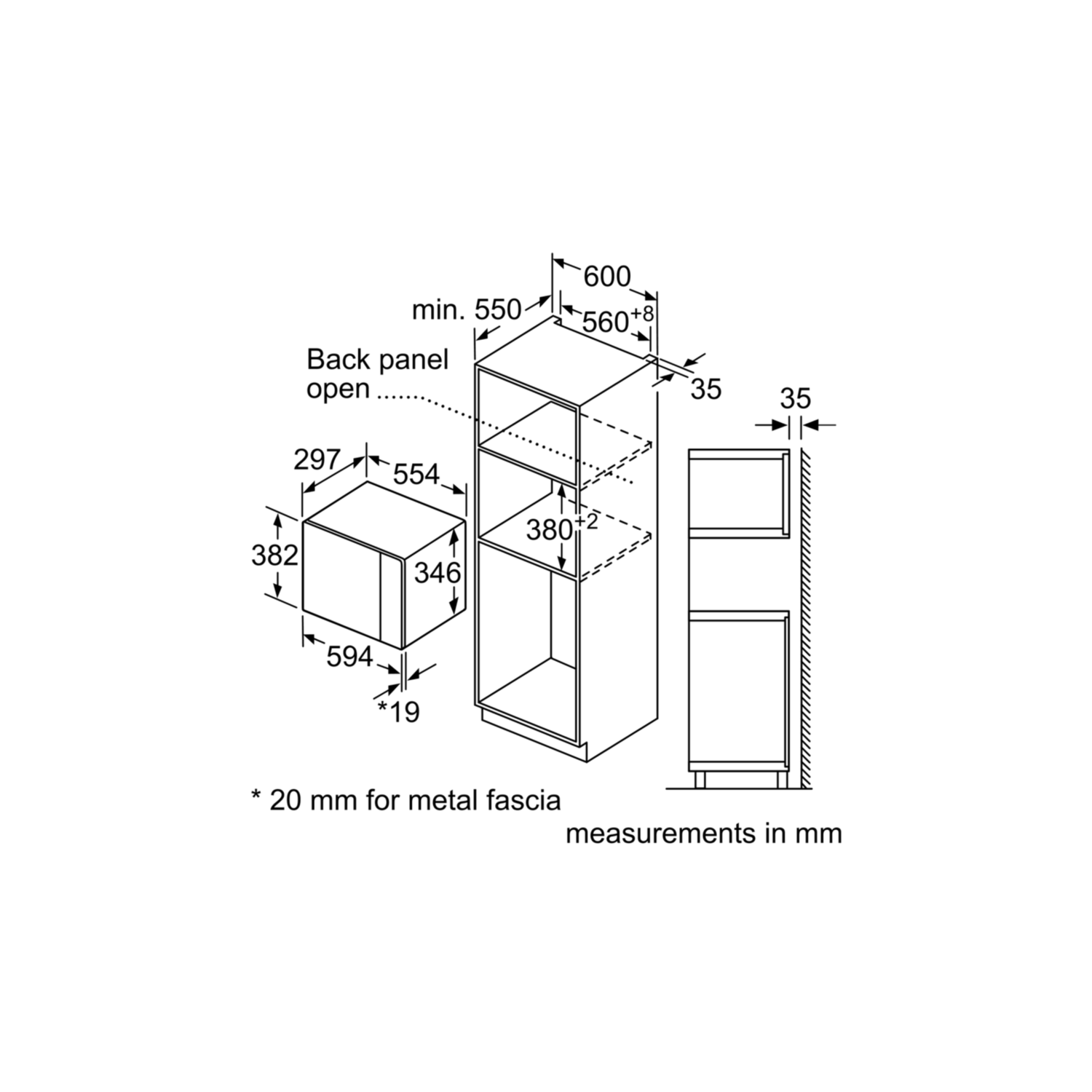 Bosch BFL524MS0B Serie 6 800W 20L Builtin Microwave Oven Stainless