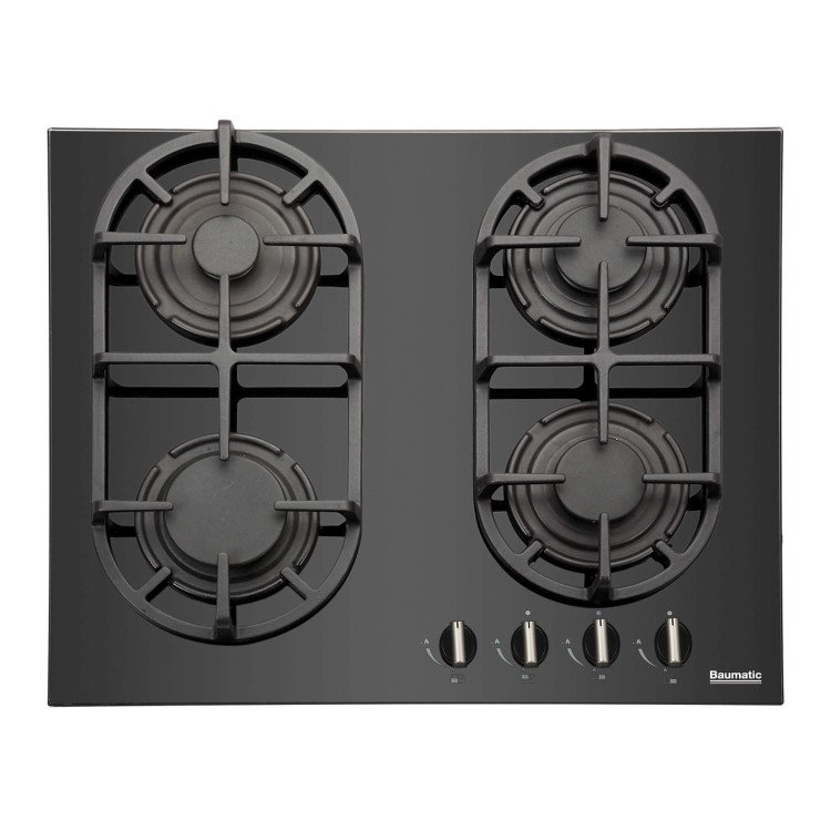 Baumatic BGG60 Four Burner Gas-on-glass Hob - Black