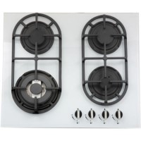 Baumatic BGG64W Four Burner Gas-on-glass Hob With Wok Burner White
