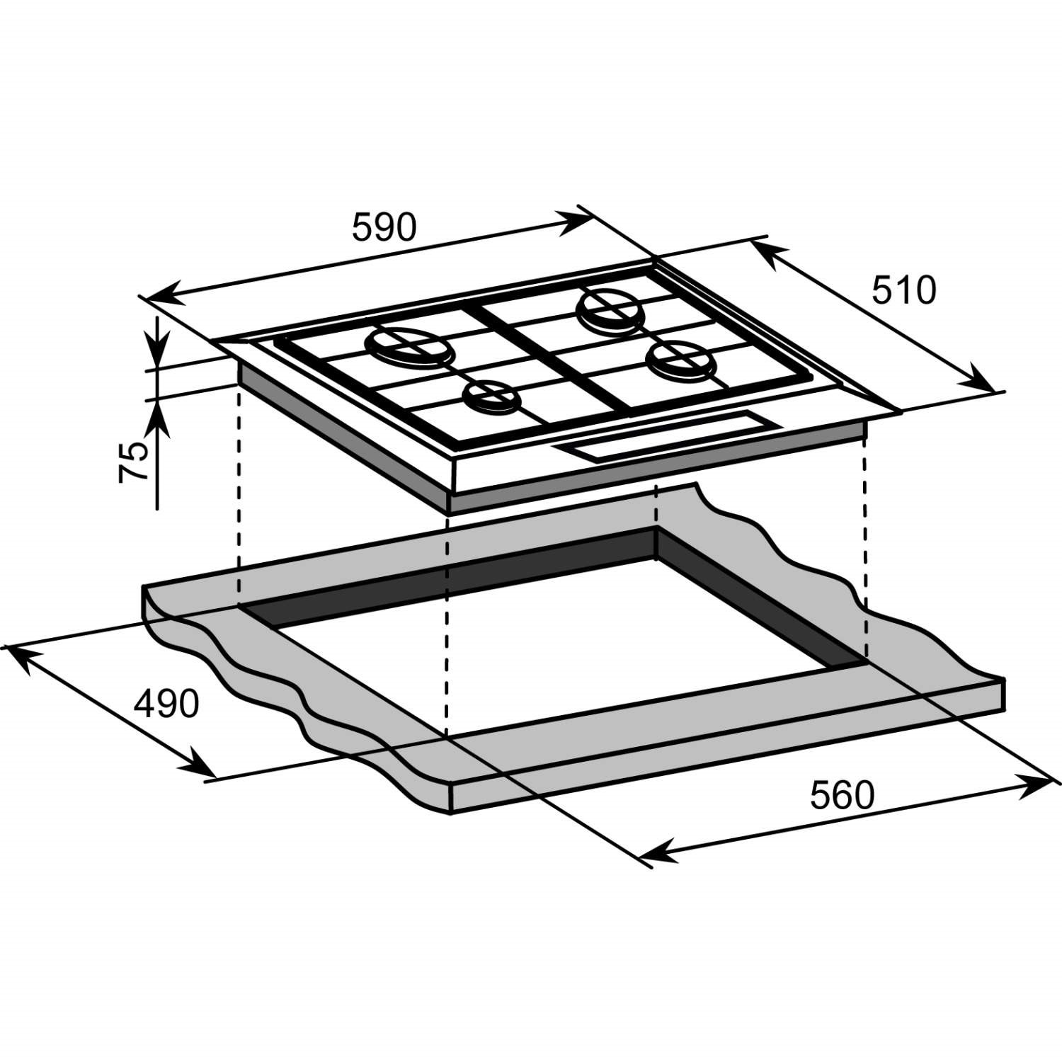 Baumatic BHG630SS Premiumline Four Burner 60cm Gas Hob Stanless