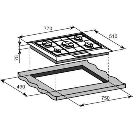 Baumatic BHG770SS Premium-line Five Burner 77cm Gas Hob - Stainless Steel