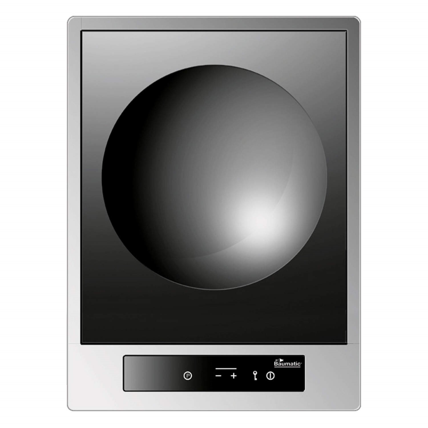 Baumatic BHIW400SS Stainless Steel 38cm Wide Induction Wok Hob Black