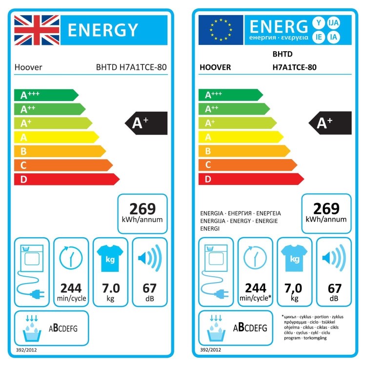 Hoover H-Dry 300 Pro 7kg Integrated Heat Pump Tumble Dryer - White