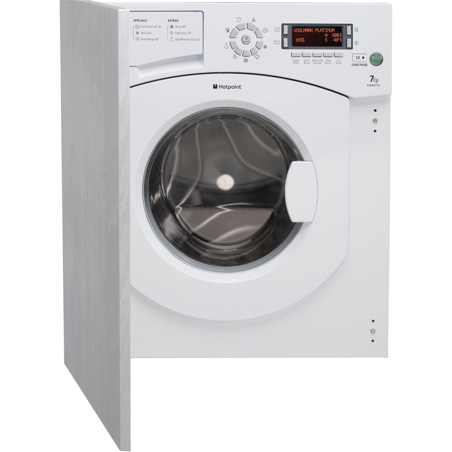 Hotpoint BHWMD732 7kg 1300rpm Integrated Washing Machine White