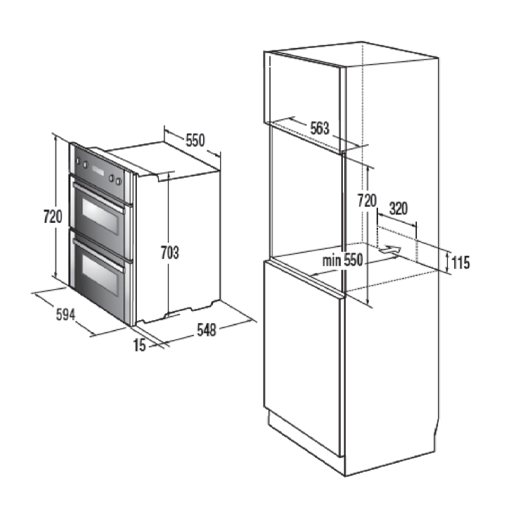 Refurbished Hisense BID75211XUK 60cm Double Built Under Electric Oven Stainless Steel