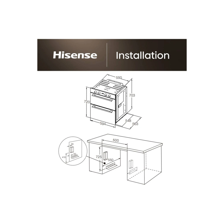 Hisense BID75211XUK Built-Under Electric Double Oven - Stainless Steel