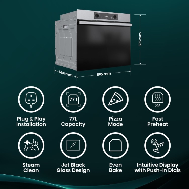 Hisense Hi2 BI622AXPGUK Electric Single Oven - Stainless Steel