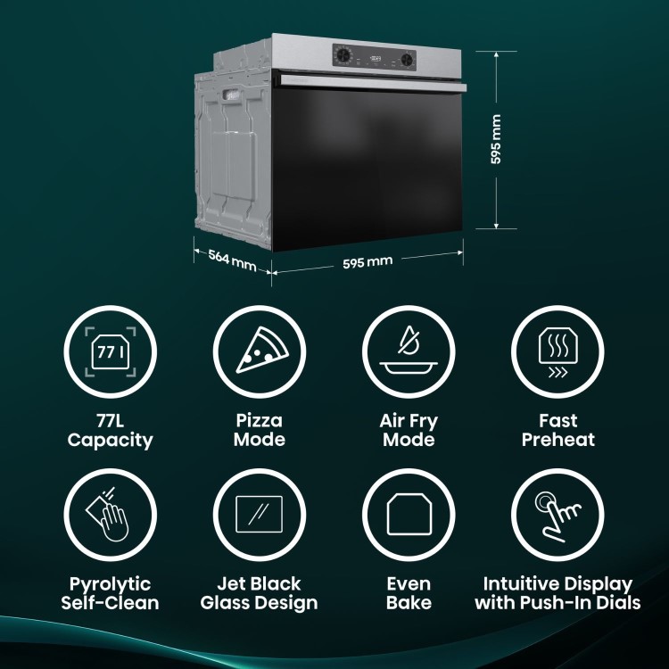 Hisense Hi2 BI626PXUPUK Electric Single Oven with Pyrolytic Cleaning - Stainless Steel