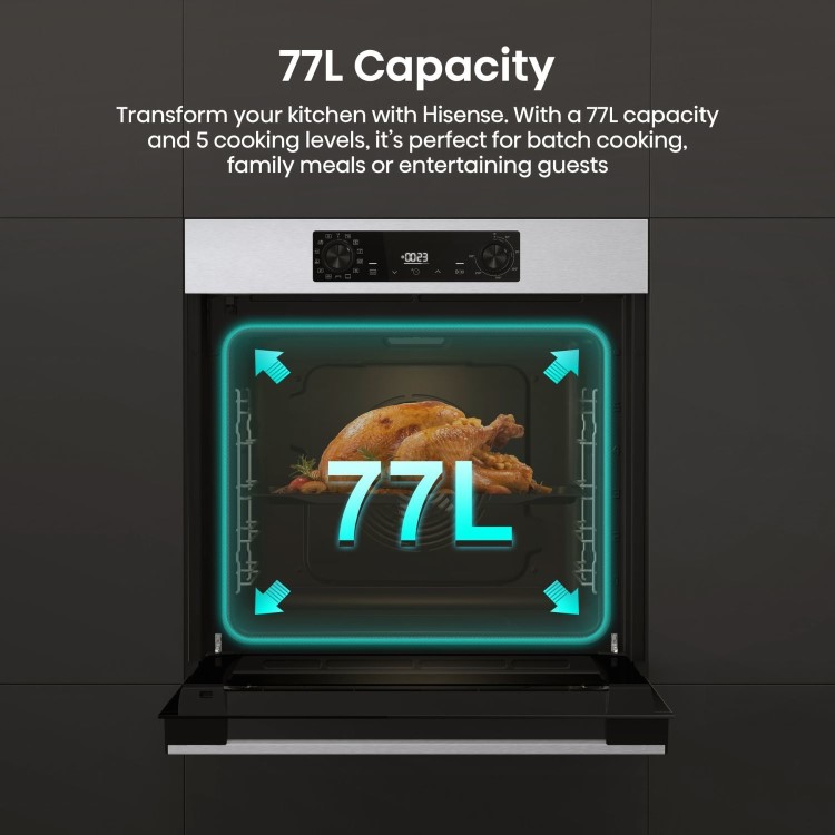 Hisense Hi2 BI626PXUPUK Electric Single Oven with Pyrolytic Cleaning - Stainless Steel