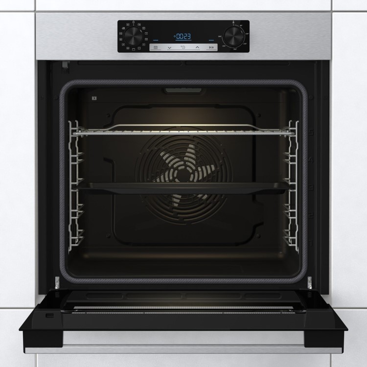 Refurbished Hisense BI64211PX 60cm Single Built In Electric Oven with Pyrolytic Cleaning Stainless Steel