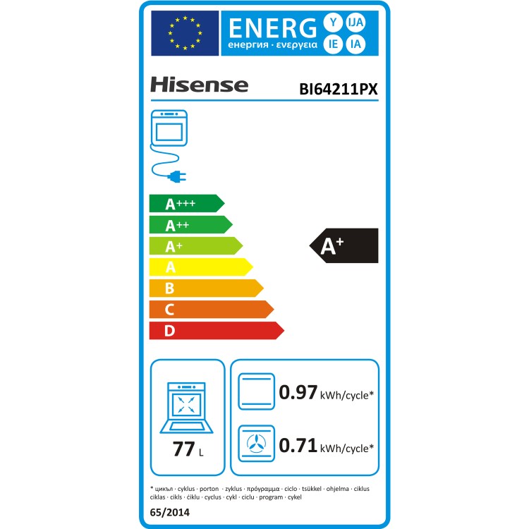 Refurbished Hisense BI64211PX 60cm Single Built In Electric Oven with Pyrolytic Cleaning Stainless Steel