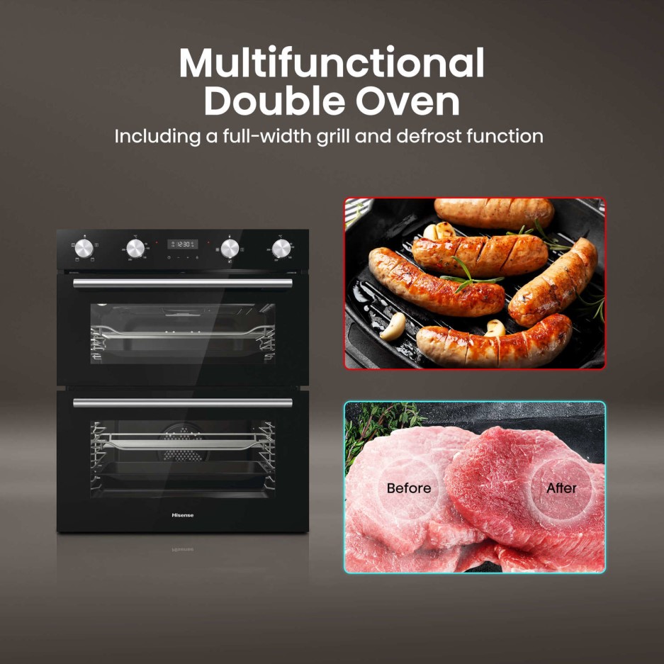Hisense BID75211BGUK Electric Builtunder Double Oven With enamel coating Black Appliances