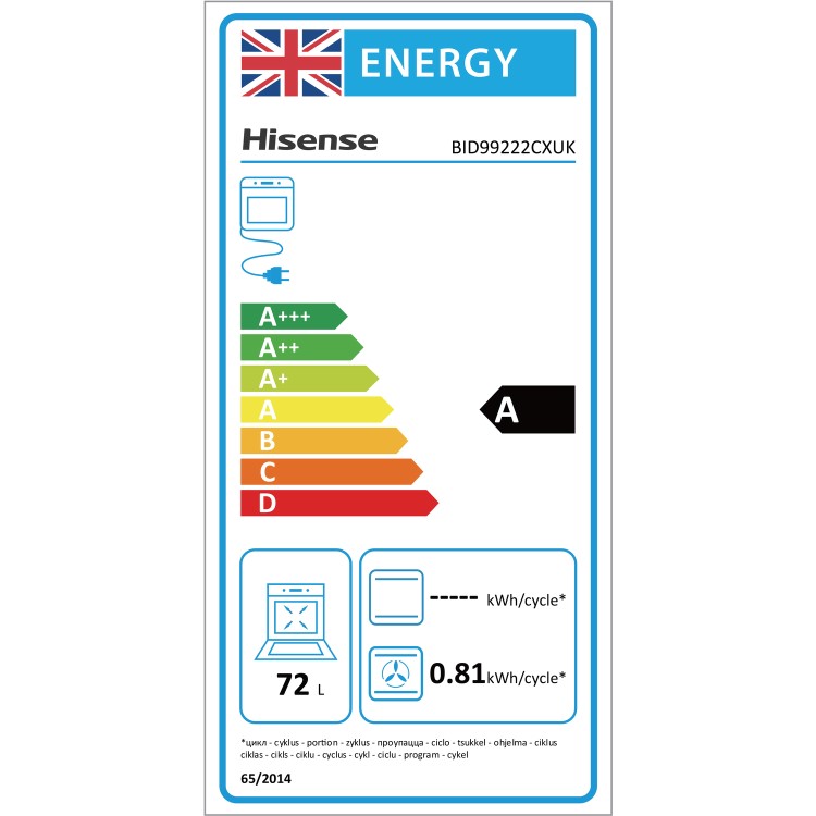 Refurbished Hisense BID99222CXUK 60cm Double Built In Electric Oven Stainless Steel