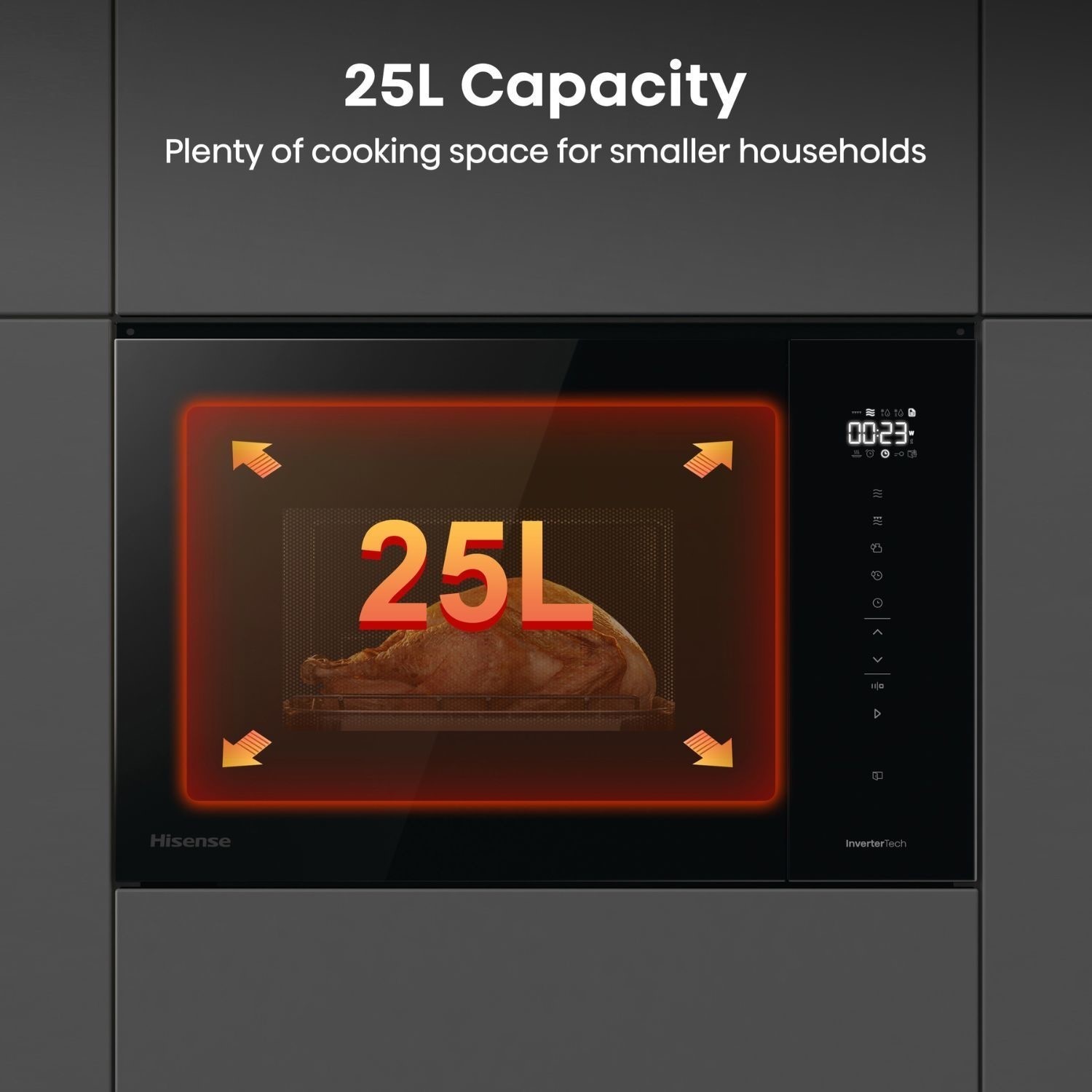 25L capacity microwave.