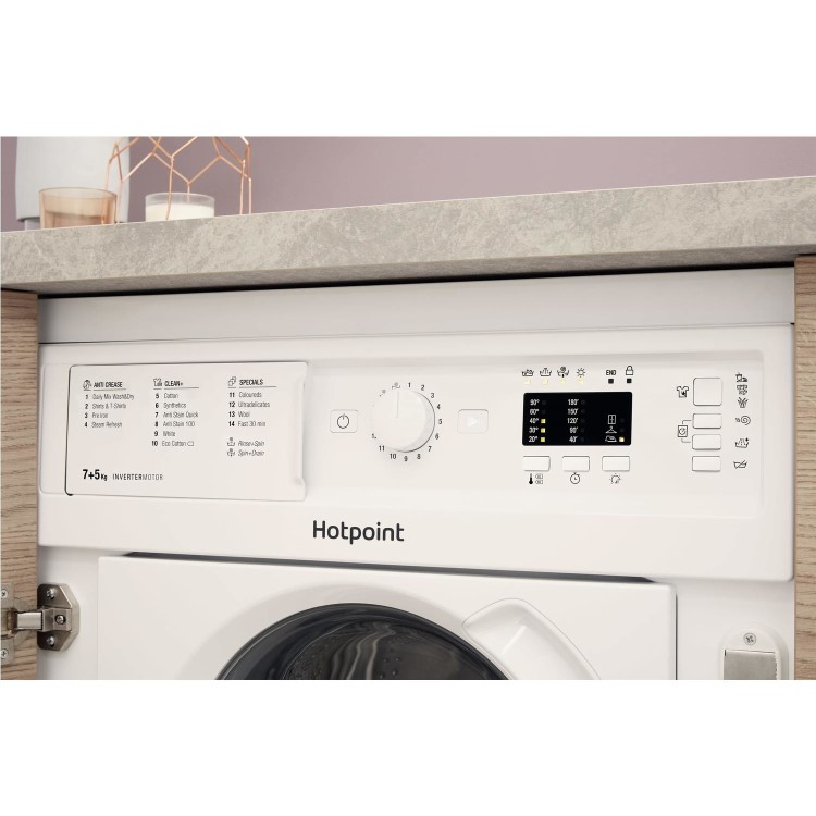 GRADE A2 - Hotpoint BIWDHL7128 7kg Wash 5kg Dry 1200rpm Integrated Washer Dryer With Efficient Inverter Motor - White