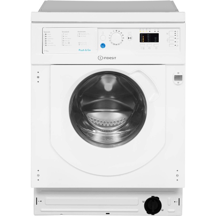 GRADE A1 - Indesit BIWDIL7125 7kg Wash 5kg Dry 1200rpm Integrated Washer Dryer With Push&Go - White