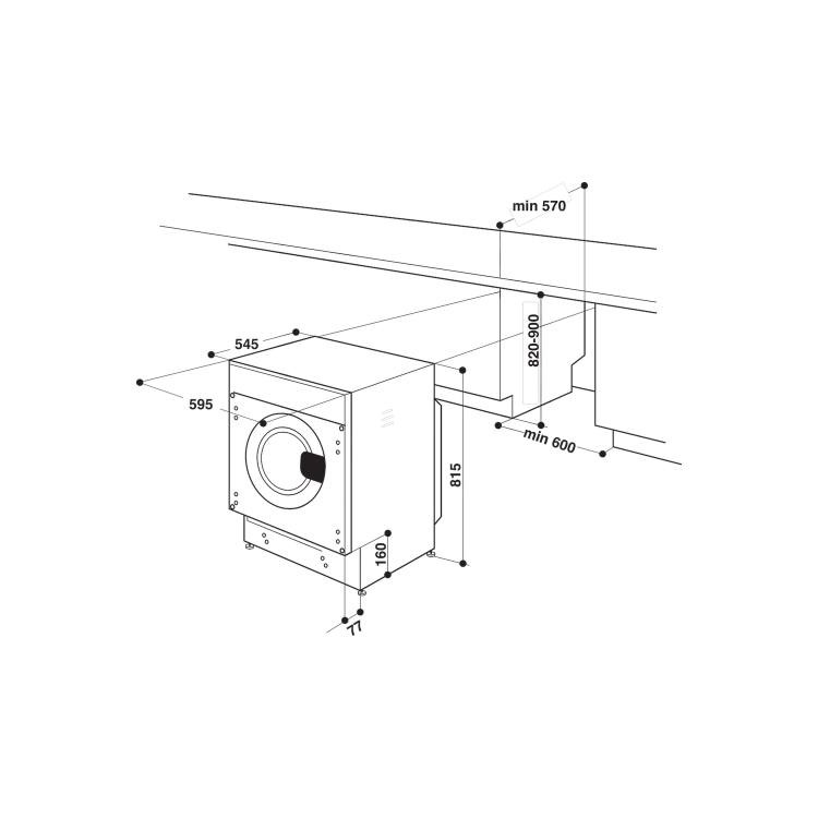 GRADE A2 - Hotpoint Anti-stain 8kg 1400rpm Integrated Washing Machine - White