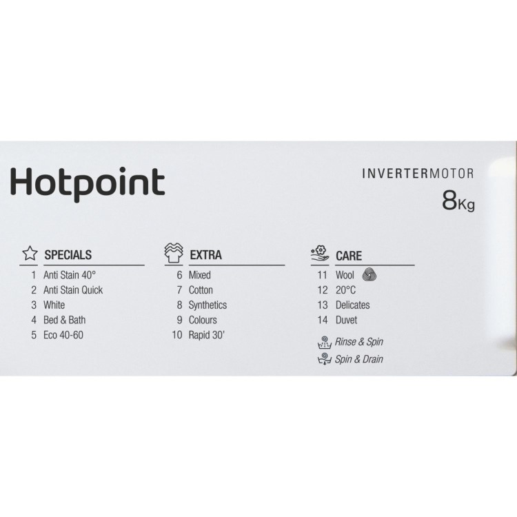 GRADE A2 - Hotpoint Anti-stain 8kg 1400rpm Integrated Washing Machine - White