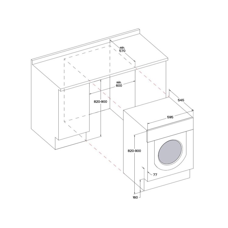Whirlpool BIWMWG71253 7kg 1200rpm Integrated Washing Machine - White