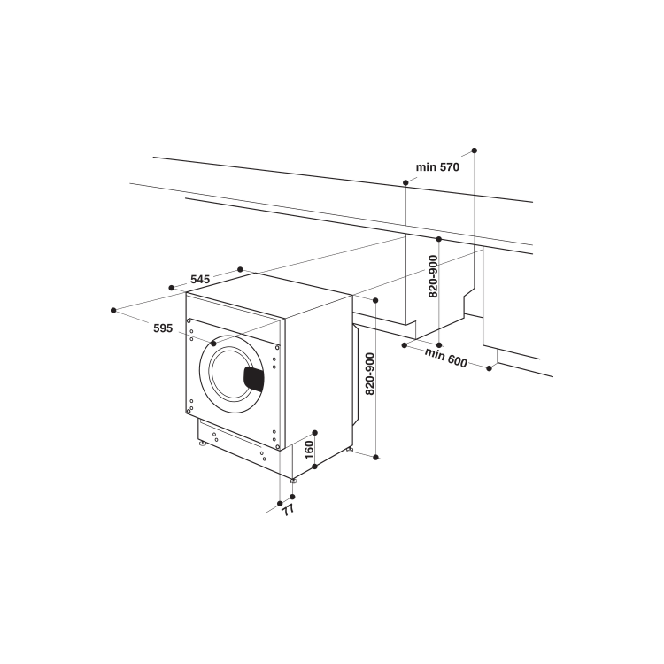 Whirlpool 8kg 1400rpm Integrated Washing Machine