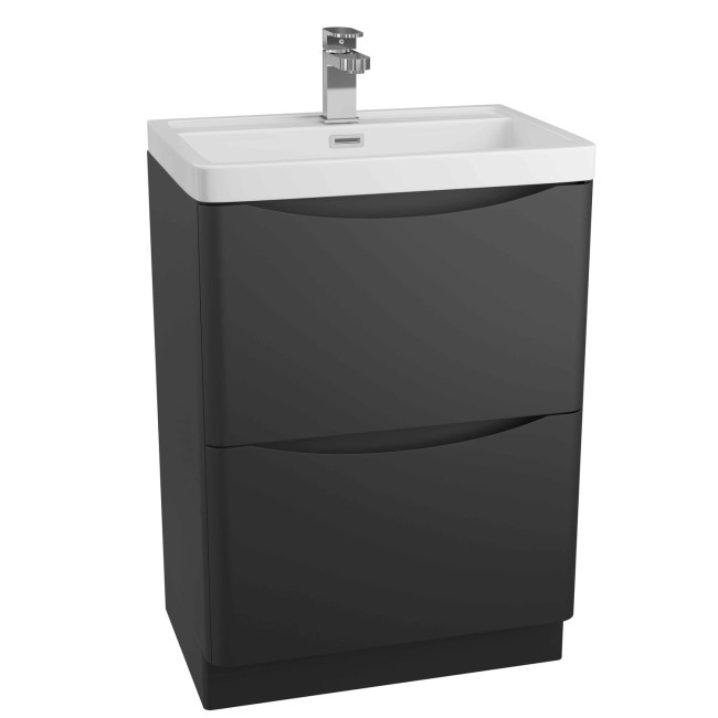 Black Free Standing Bathroom Vanity Unit & Basin - W600 x H850mm - Oakland