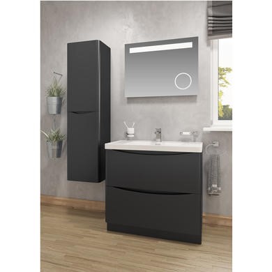 Black Wall Hung Tall Bathroom Storage Cabinet W400 X H1500mm Oakland Bkwmsc150 Appliances Direct