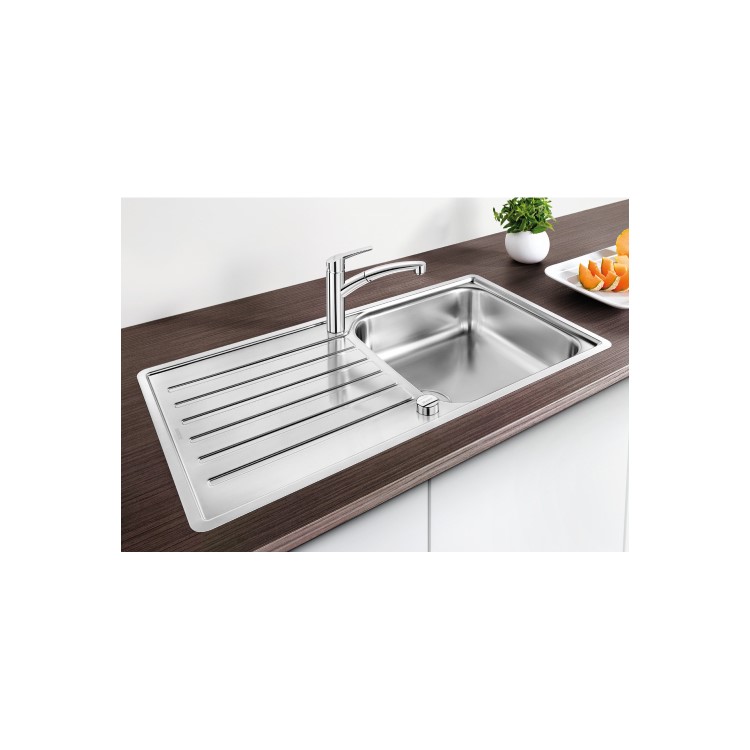 GRADE A1 - Box Opened Blanco Lantos XL 6S-IF Single Bowl Inset Chrome Stainless Steel Kitchen Sink with Reversible Drainer