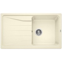 Single Bowl Cream Composite Kitchen Sink with Reversible Drainer - Blanco Sona 5 S Silgranit Puradur Ii