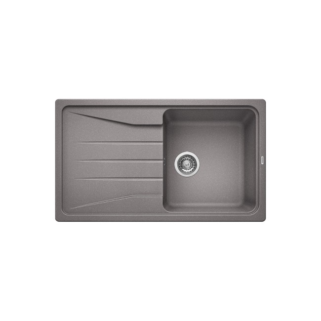 Single Bowl Grey Composite Kitchen Sink with Reversible Drainer - Blanco Sona 5 S Silgranit Puradur Ii