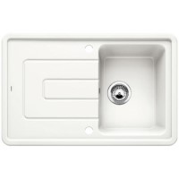 Single Bowl White Ceramic Kitchen Sink with Reversible Drainer - Blanco Tolon 45S Cry
