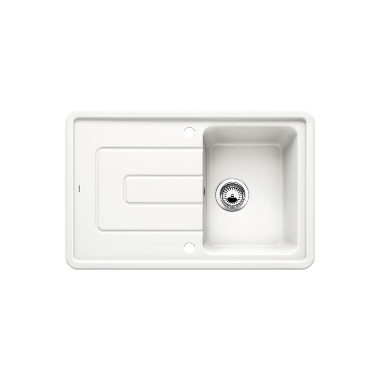 Single Bowl White Ceramic Kitchen Sink with Reversible Drainer - Blanco Tolon 45S Cry