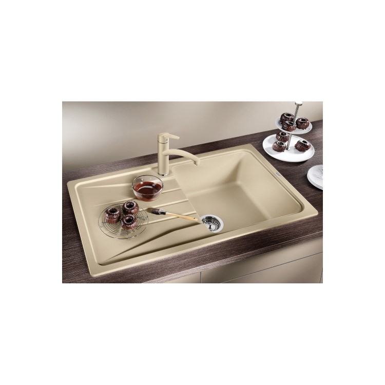 Single Bowl White Composite Kitchen Sink with 500mm Reversible Drainer - Blanco Sona
