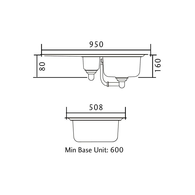 Rangemaster BL9502 Baltimore 1.5 Bowl Reversible Stainless Steel Kitchen Sink