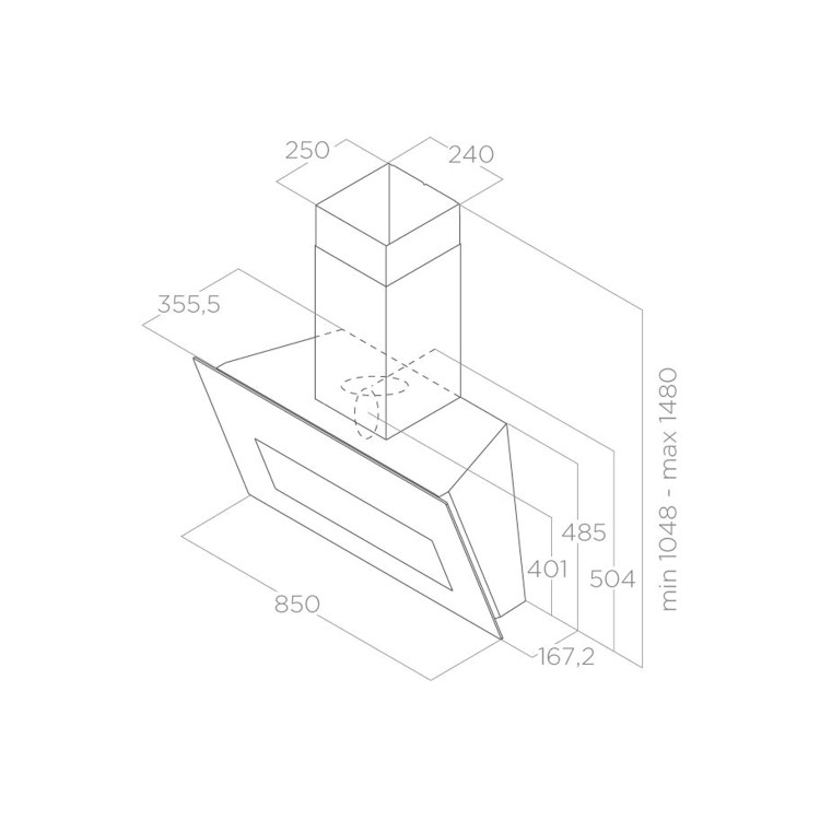 Elica Bloom 85cm Angled Cooker Hood - Grey Glass