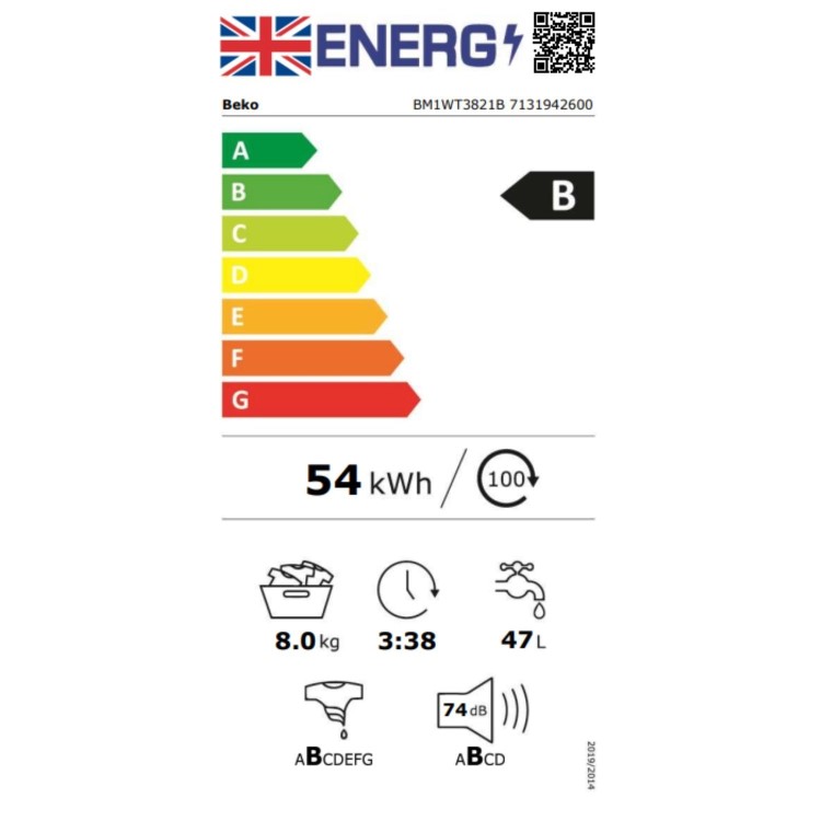 Beko 8kg 1200rpm Washing Machine - Black
