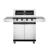 BeefEater 1200S Series - 4 Burner Gas BBQ Grill &amp; Side Burner Trolley - Silver