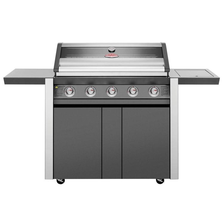 BeefEater 1600E Series - 5 Burner Gas BBQ Grill & Side Burner Trolley - Dark
