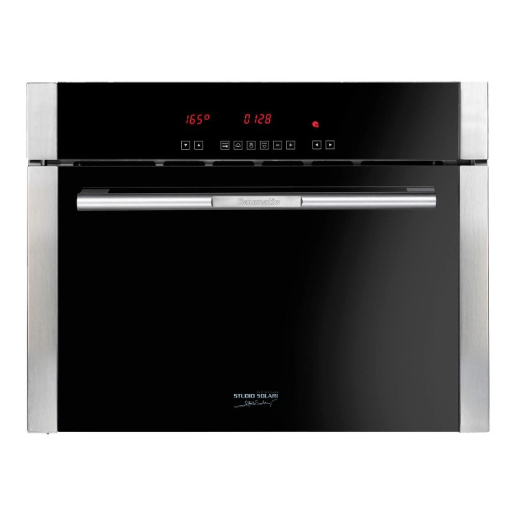 Baumatic BO455TS Premium-line 46 cm High Compact Multifunction Electric Built-in Single Oven - Black And Stainless Steel