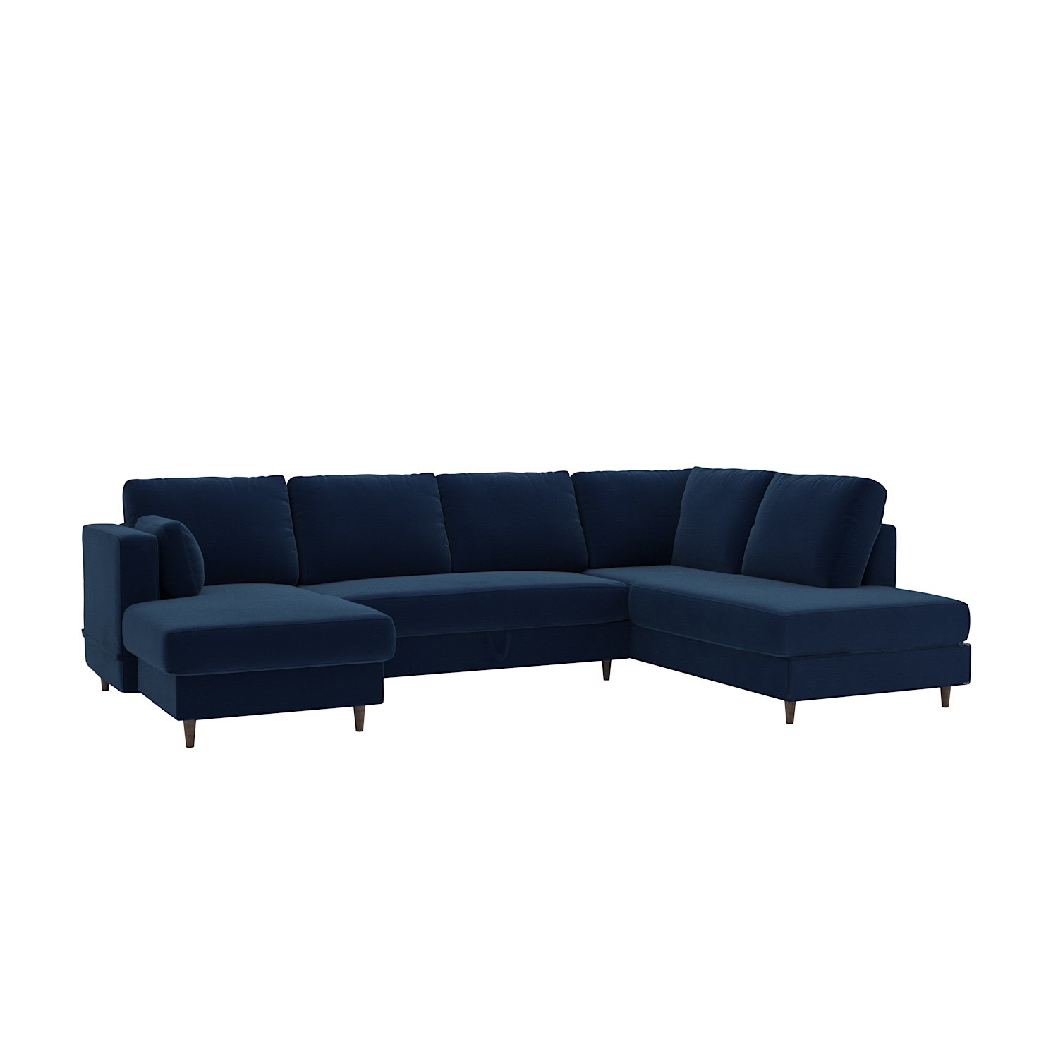 Navy Blue Velvet U-Shaped Right Hand Facing Sofa Bed with Storage - Seats BOE007 - Picture 2 of 8