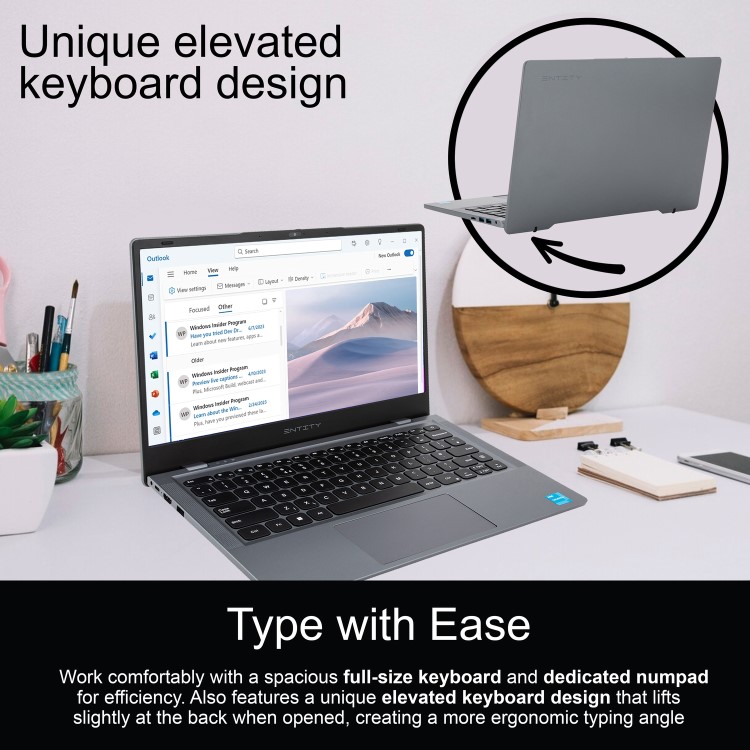 Entity Book 14 Intel Celeron 4GB RAM 128GB eMMC 14 Inch Windows 11 Home Laptop