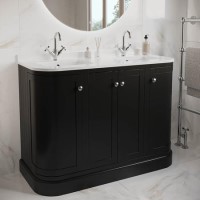 1200mm Black Curved Freestanding Double Vanity Unit with Basin - Bowland 1200mm Black Curved Freestanding Double Vanity Unit with Basin - Bowland