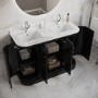 1200mm Black Curved Freestanding Double Vanity Unit with Basin - Bowland